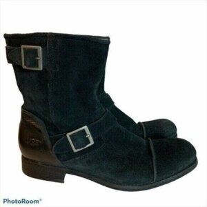 UGG Men's Lancing Buckle Black Suede Boots Sz 11.5